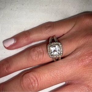 David Yurman Petite Albion Ring Sterling Silver with gemstone and diamonds sz 7